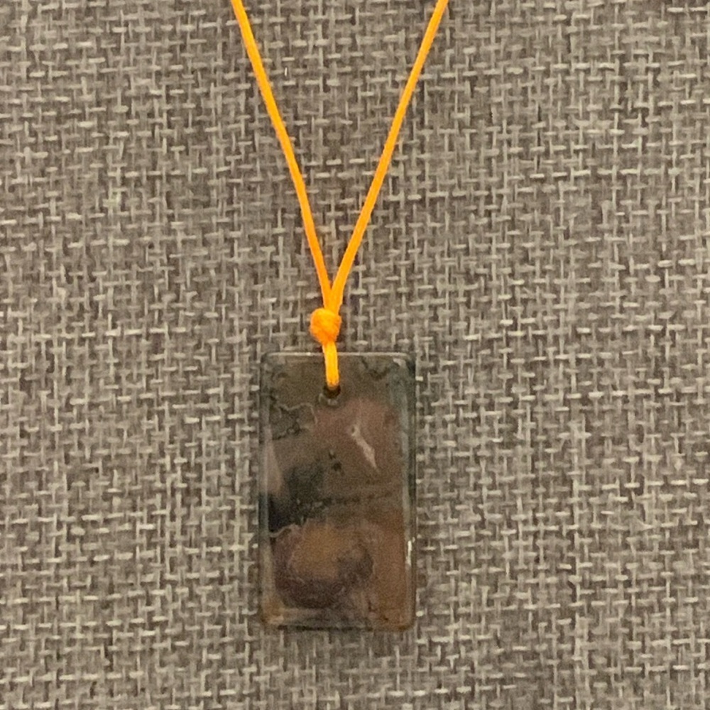 Artists Glass Pendant on yellow cord Necklace 22”‎